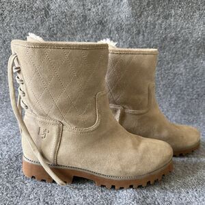 Donald J Pliner RANI-OL Beige Quilted Leather Mid-Calf Boots Women’s 7.5